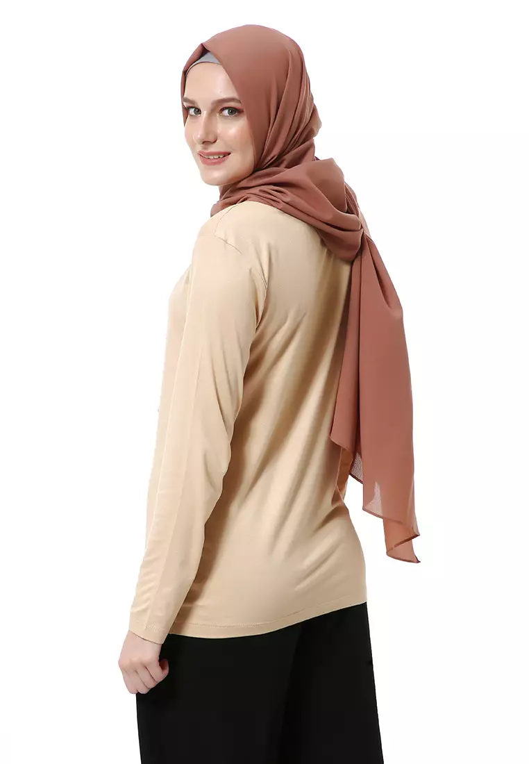 Marit Pashmina Syari Polos Muslimah Wanita Premium High Quality - Khaky