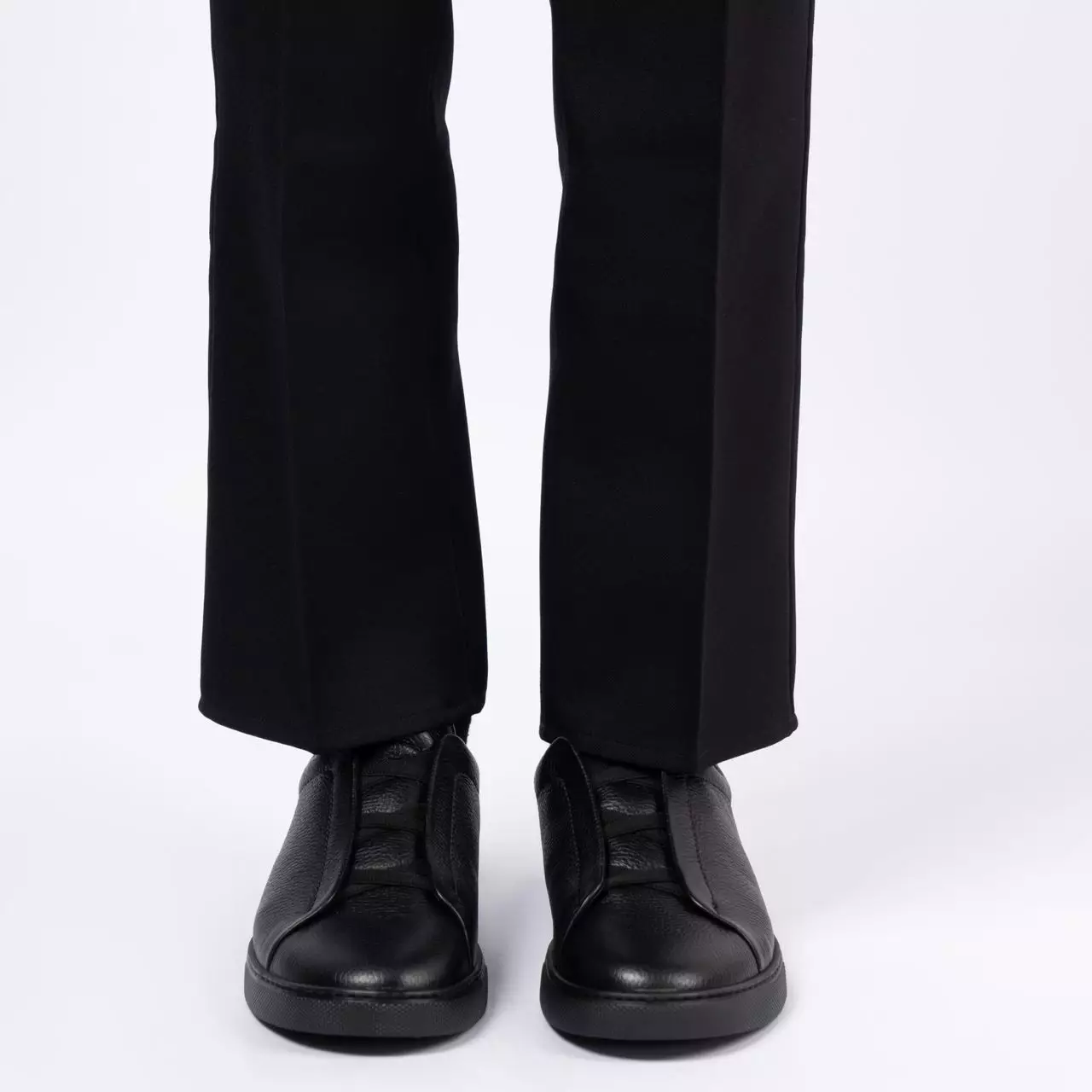 Triple Stitch Deerskin Sneakers All Black