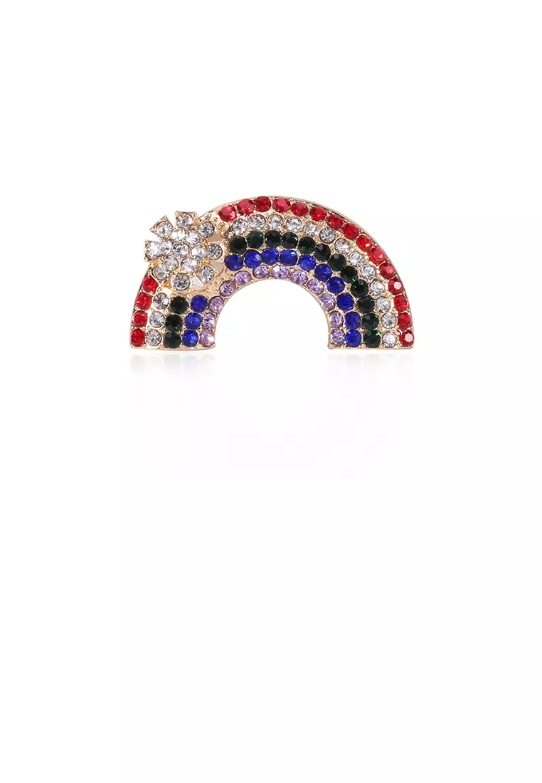 Buy Glamorousky Simple and Bright Plated Gold Rainbow Brooch with