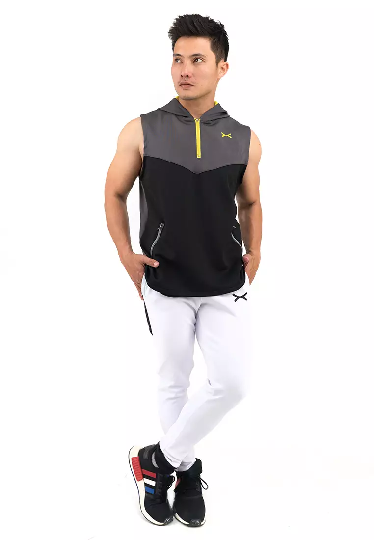 FLEXZONE Sport Hoodie Sleeveless Jacket Versatile Series Grey Black