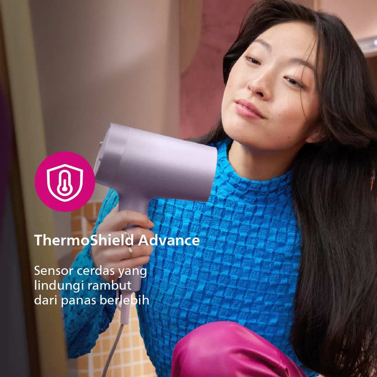 Philips Hair Dryer Metal Purple Magne BHD720/10 Pengering Rambut