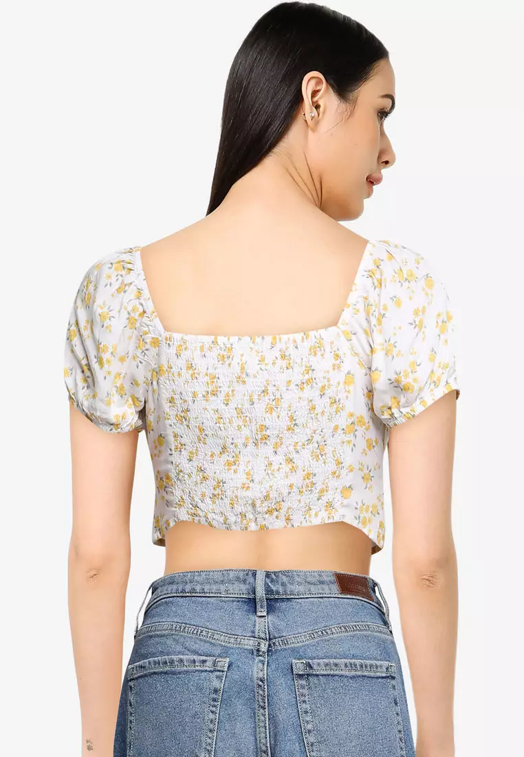 Hollister button best sale front crop top