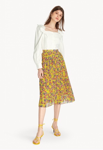 floral flare skirt yellow