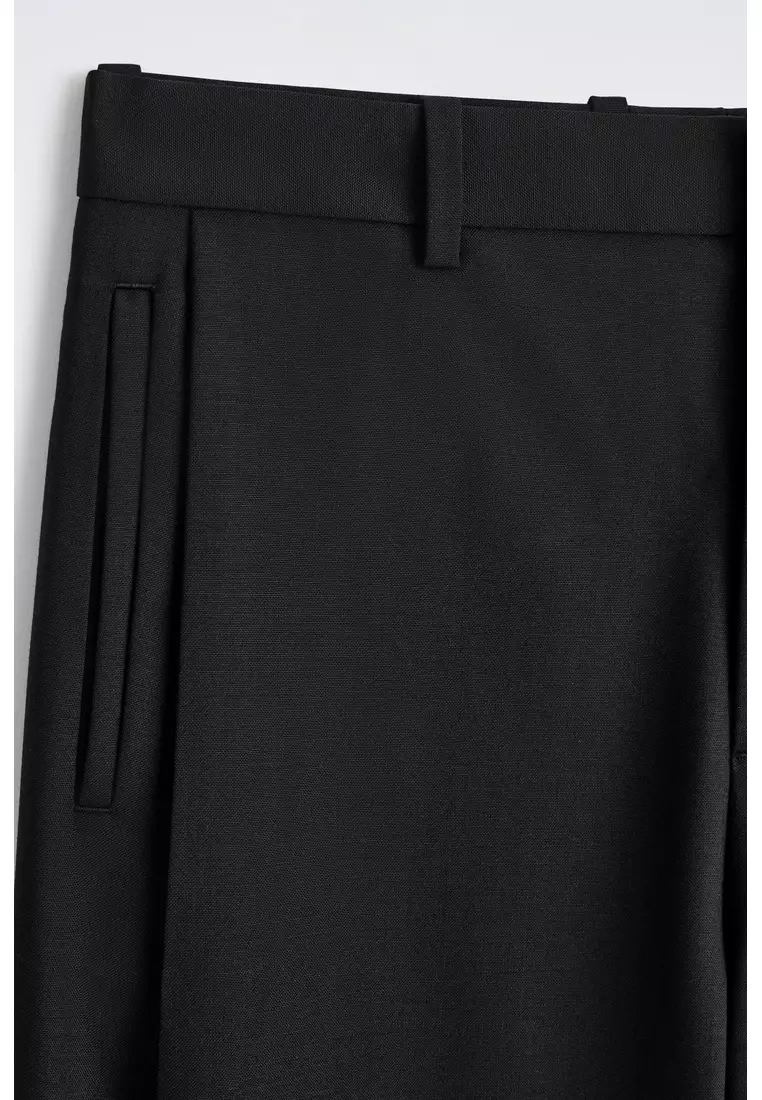 PLEATED WOOL RELAXED-FIT WIDE-LEG TROUSERS