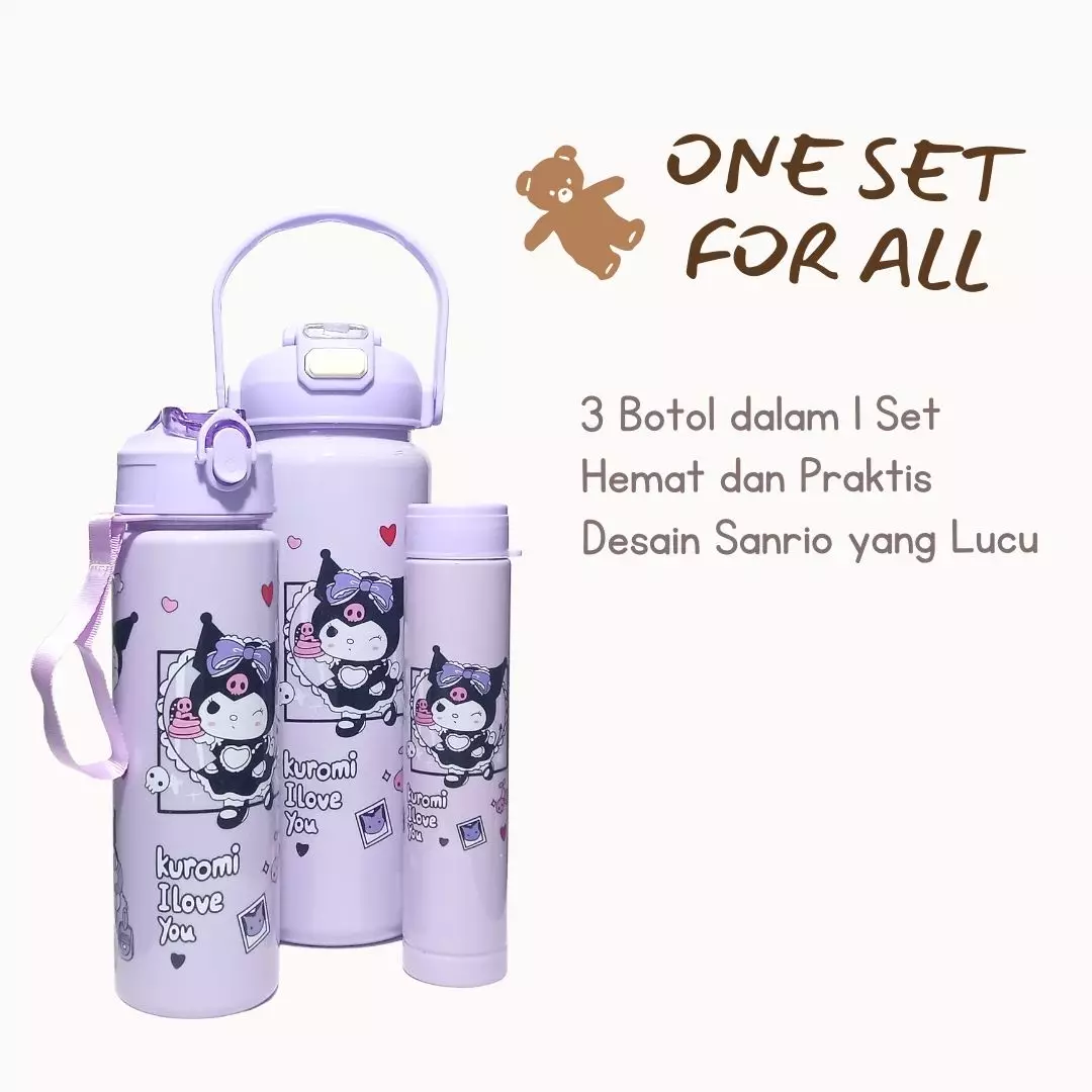 Wakakids Botol Minum Plastik Anak Karakter Sanrio Cinnamoroll Set 3in1 Dua Cara Minum K308 Venrc Hijau