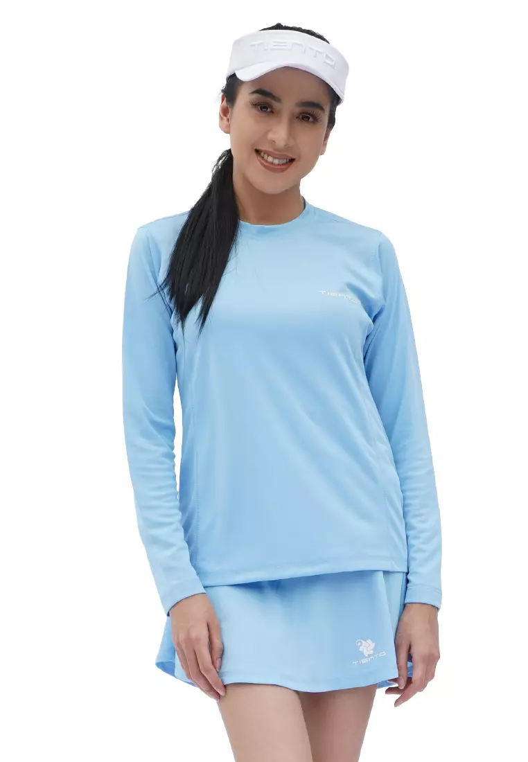 Tiento Kaos Running Dry Fit Baju Olahraga Wanita Lengan Panjang Gym Pakaian Sport Lari