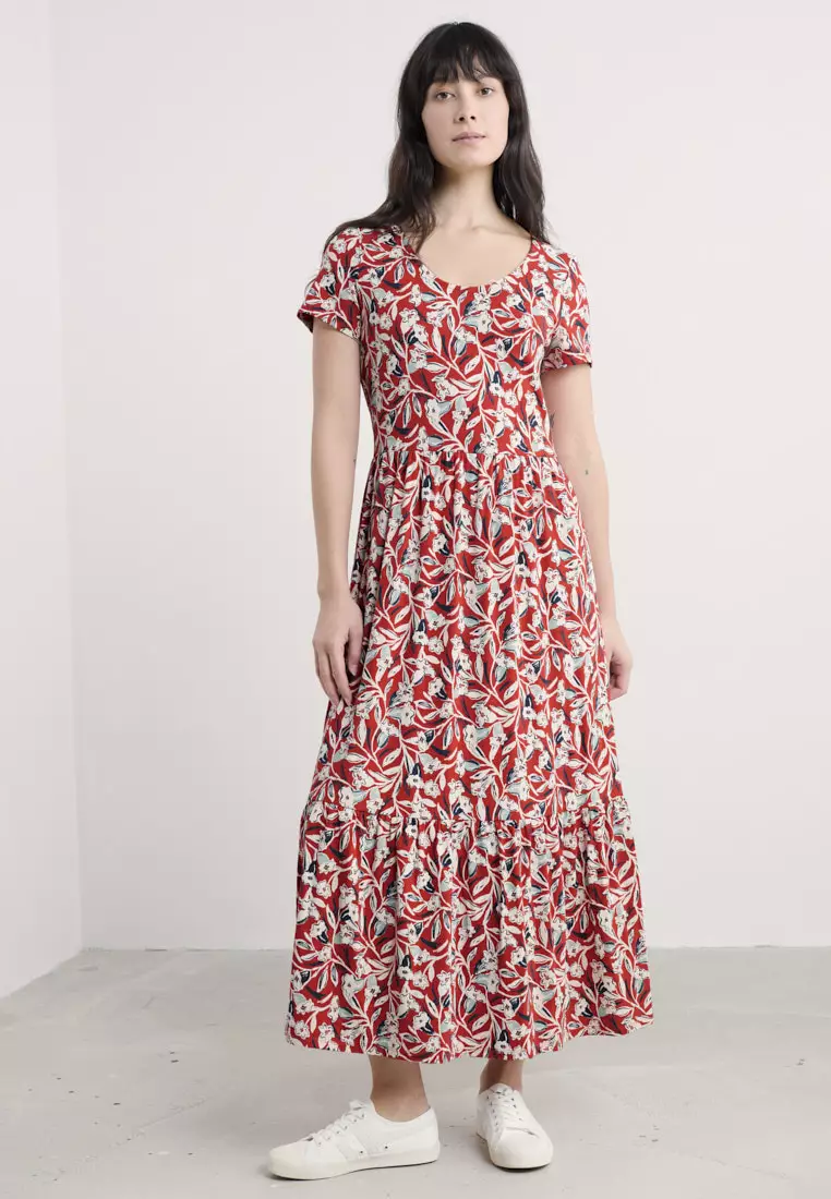 Seasalt Cornwall Red S/S Tor View Dress with Scoop Neck