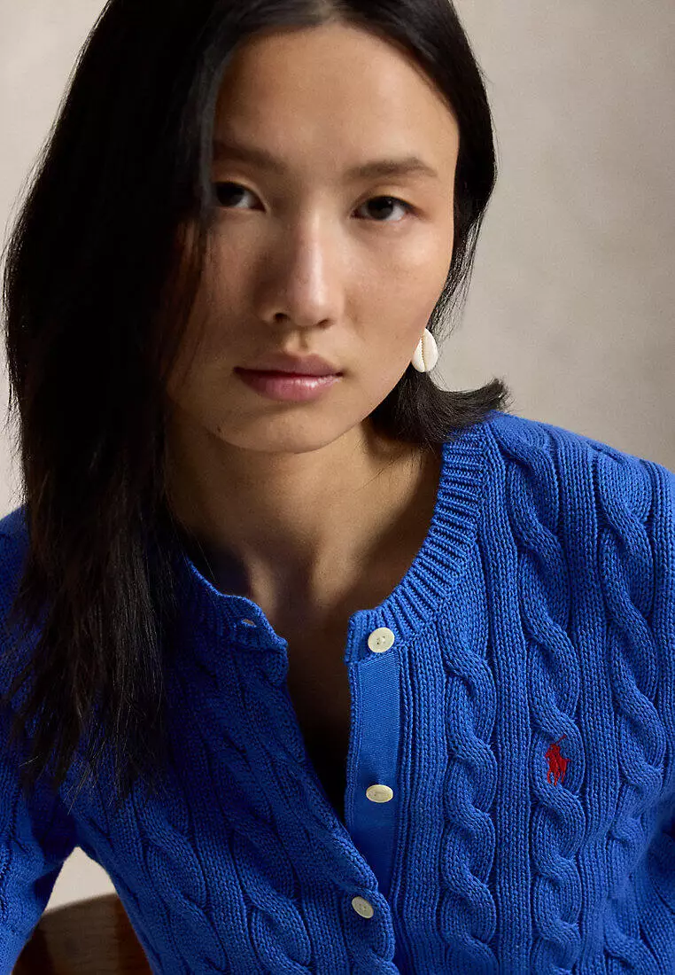 Polo Ralph Lauren Women Cable-Knit Cotton Short-Sleeve Cardigan