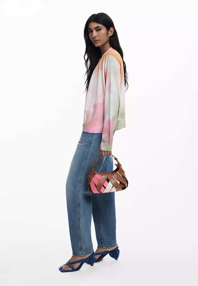 Medium braided faux leather bag