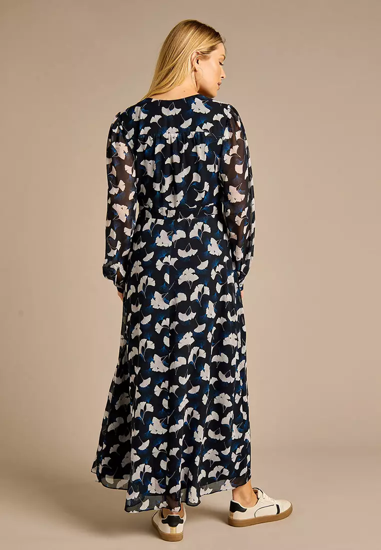 Donna Navy Printed Maxi Dress