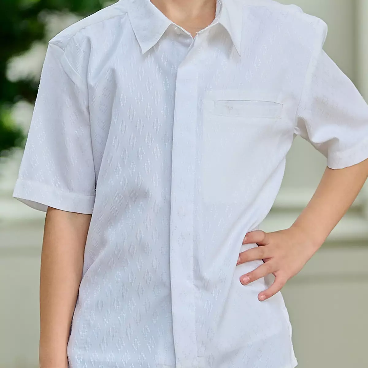 ZM Zaskia Mecca - Bach Snow Kemeja Koko Anak Pria - White Series - Binar Samudra