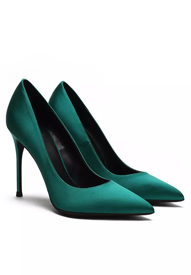 10CM Silk Fabrics Pointed High Heel Shoes HZL213