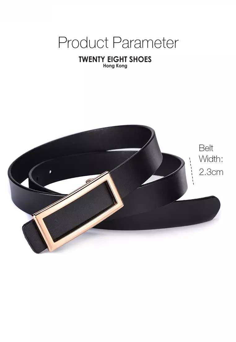 Metal Pin Gold Color Rectangle Buckle Leather Belt JW CY-077