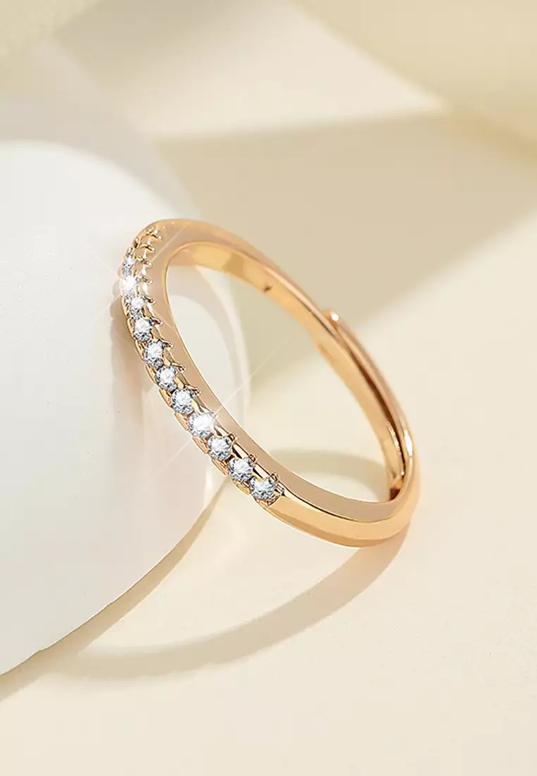 Cincin Wanita Titanium Korea Fashion Pelapisan Emas Vakum Perhiasan Ukuran Bebas Original Cewek Rings