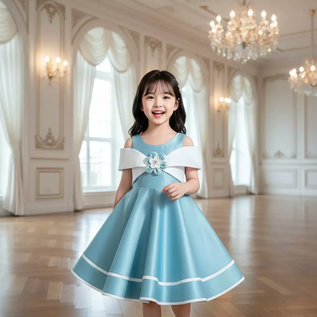 Two Mix - Gabriella Dress Anak Cewek - Gaun Anak Perempuan CNY Collection 1-12 Tahun 4425 Ice Blue