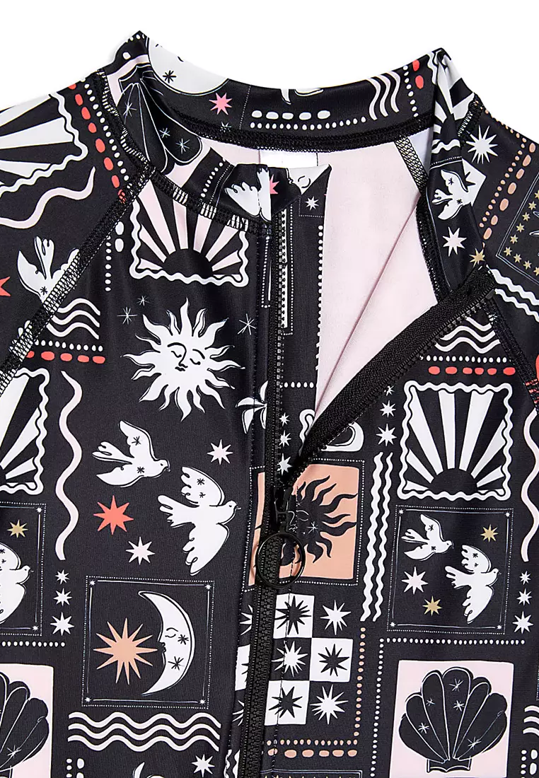 Printed Long Sleeve Swimsuit