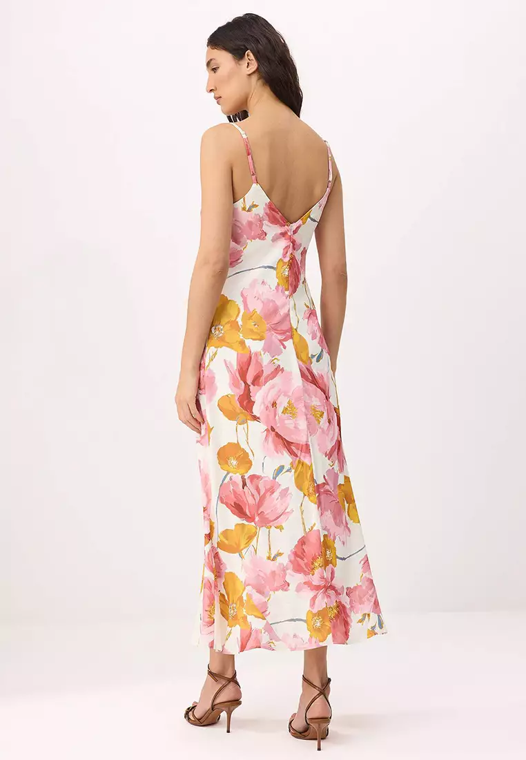 Pink-Multicolored Floral A-Line Maxi Woven Dress Twoss23El2416