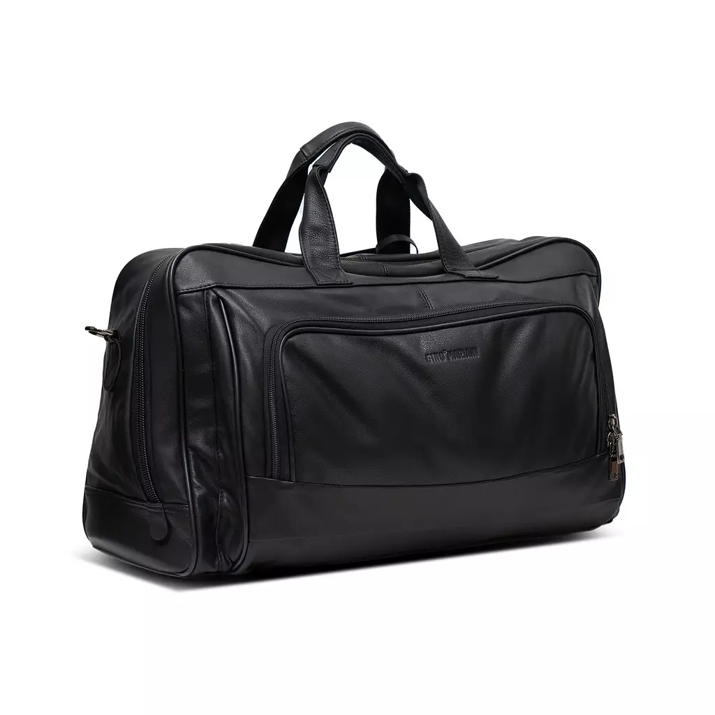 Tas Kulit Travel Duffle Bag Gino Mariani Elpiro Hitam