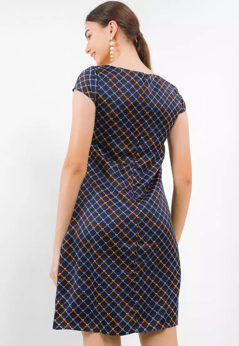 Albia Dress In Blue Print
