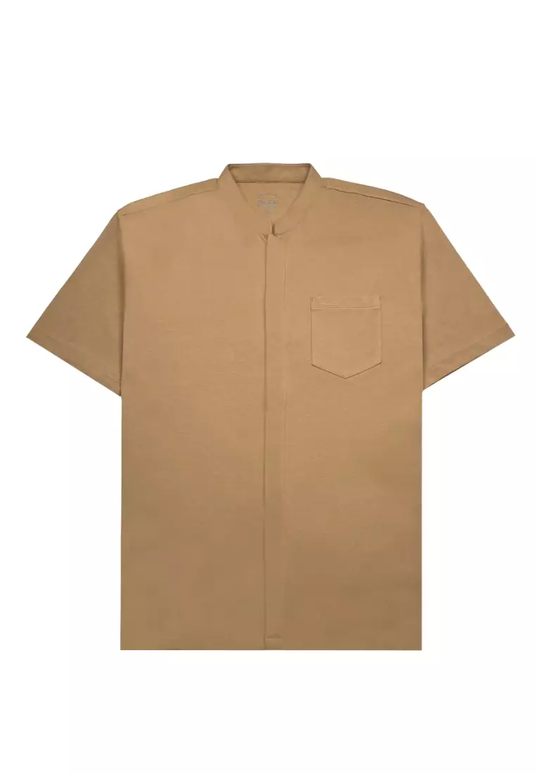 POLICE Kemeja Koko Polos Spandex Slub Premium Regular Fit Pria