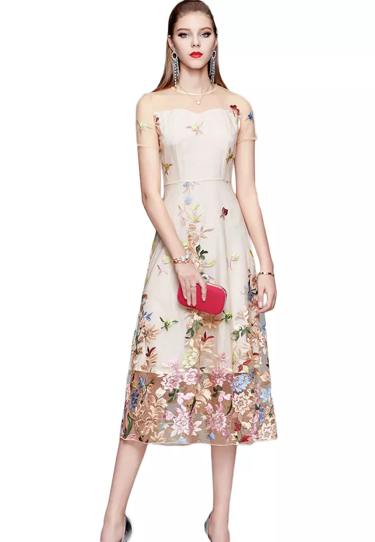 Embroidered one piece best sale dress