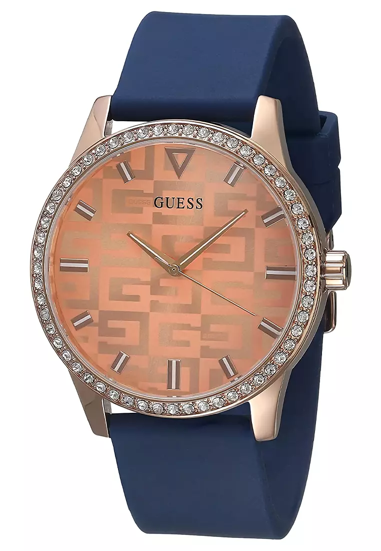 Guess GW0355L2 - Jam Tangan Wanita - Rosegold - Blue Rubber Strap