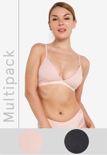 H&M grey and pink 2-Pack Padded Jersey Bras 2F479US6CFF351GS_1