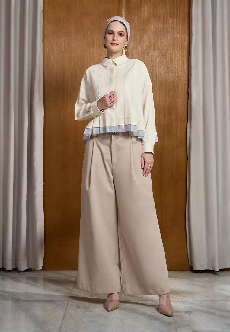 Kami Alina Pleated Top Creme