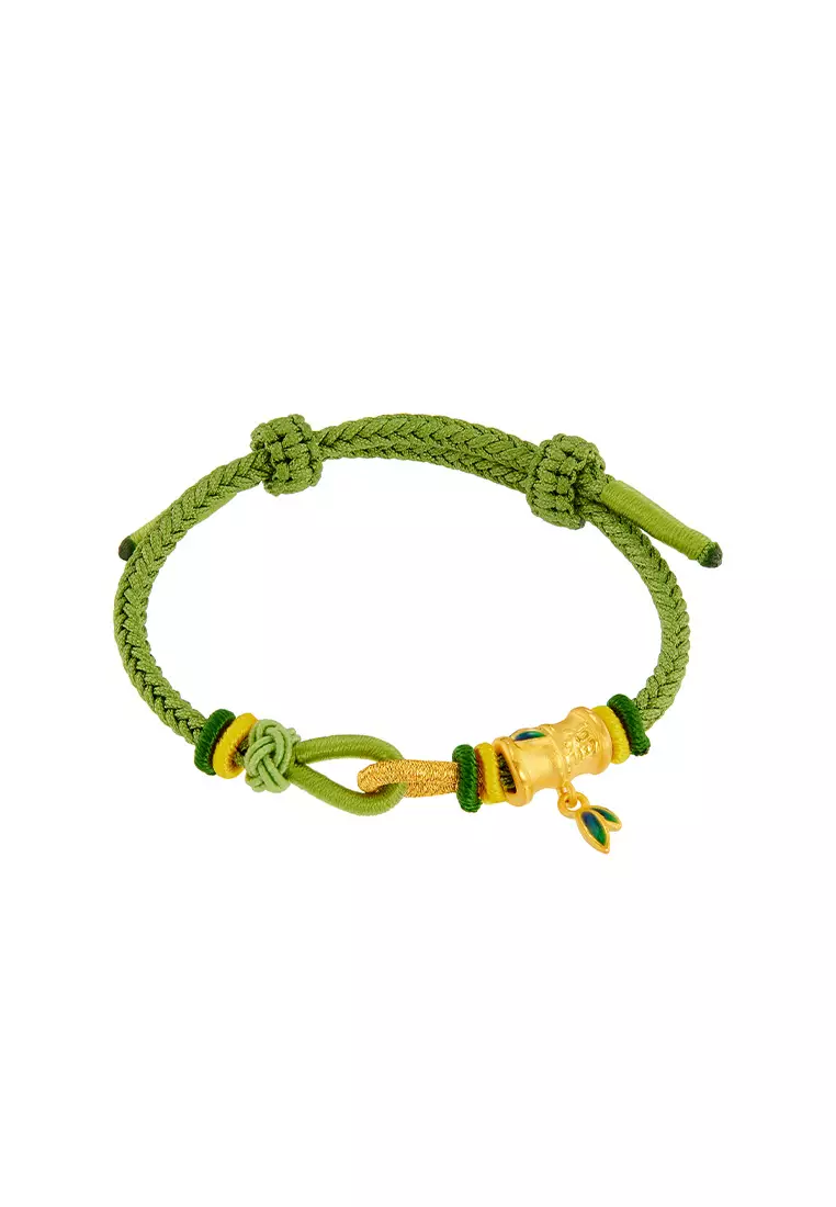 HABIB Adjustable 999/24K Gold  Charm Cord Bracelet (Bamboo) WWGB2631224