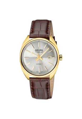 Gevril brown Gevril Five Points Men's Silver Dial Genuine  Italian Leather Strap 22807ACFE3AA63GS_1