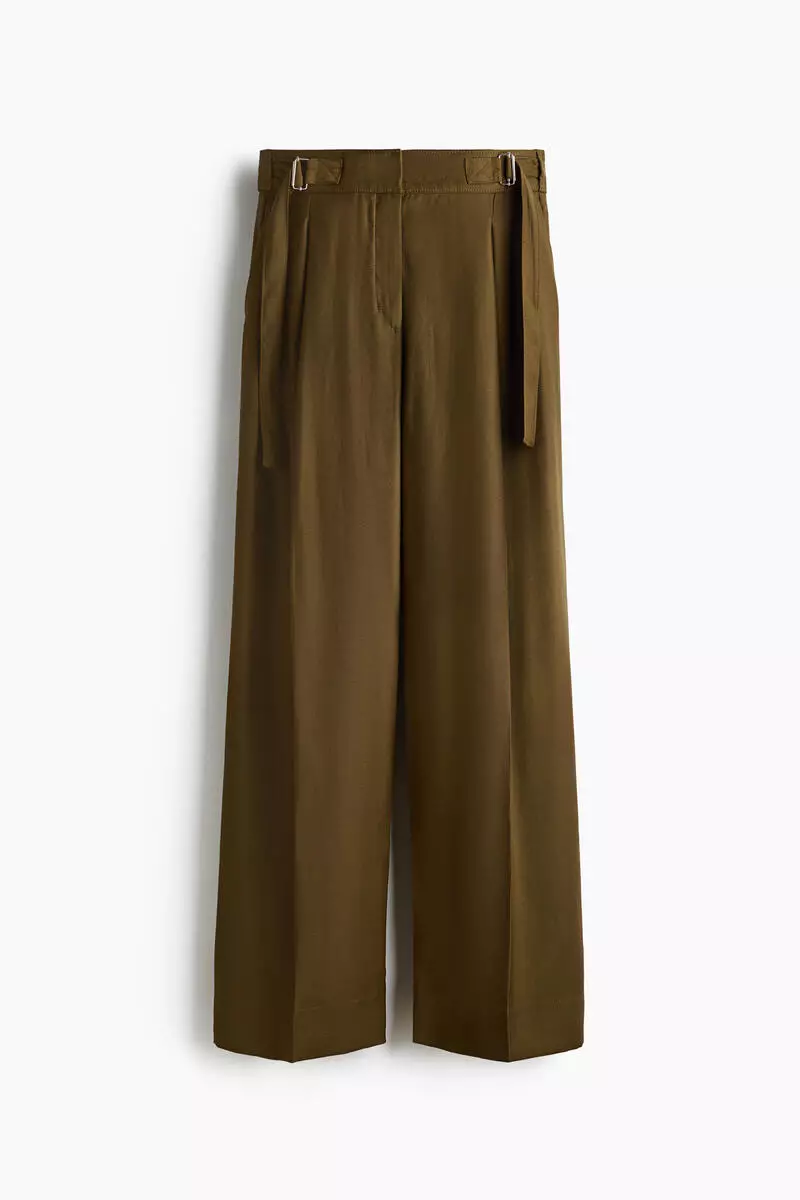 Wide belt-detail trousers