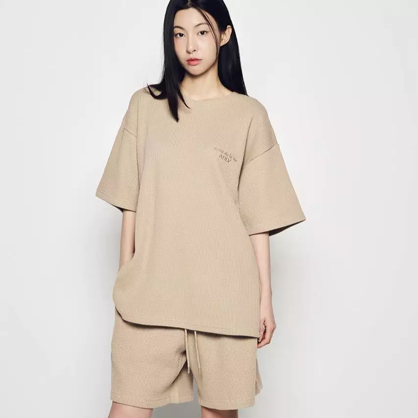 EMBO LOGO WAFFLE SHORT PANTS LIGHT BROWN
