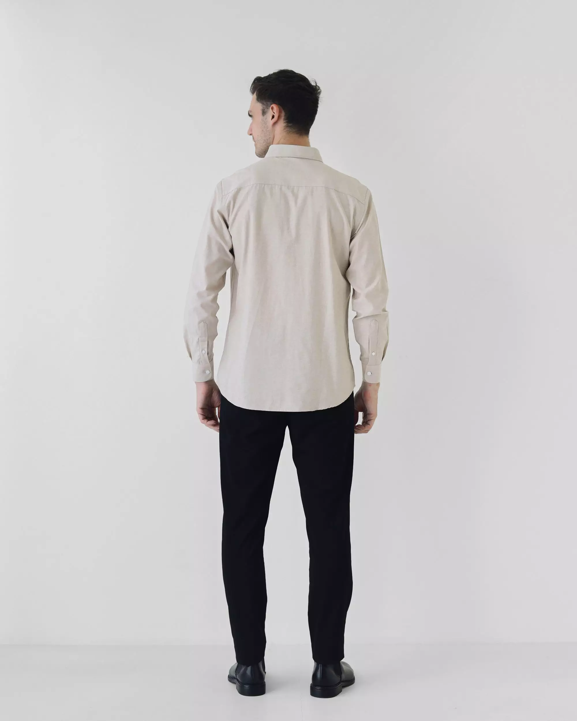 Cotton Well Marc Long Sleeve Oxford Shirt Khaki | Kemeja Pria Lengan Panjang Basic Polos Krem