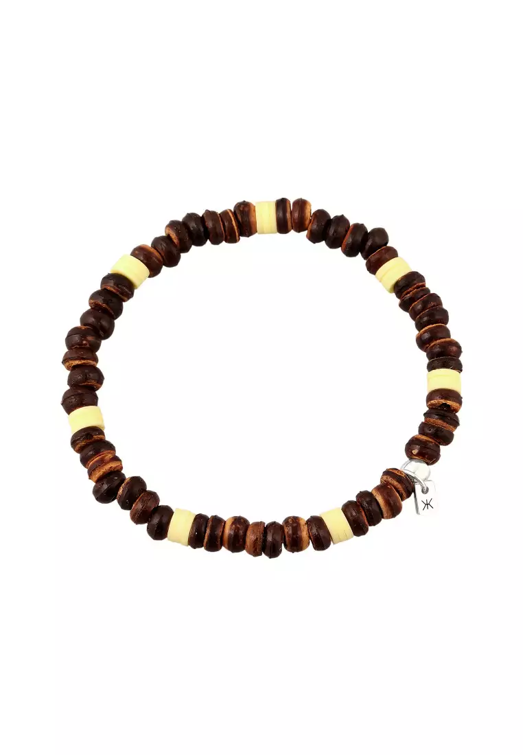 EXCLUSIVE Gelang Perhiasan Perak 925 Wanita Elegant Brown Coconut Beads 