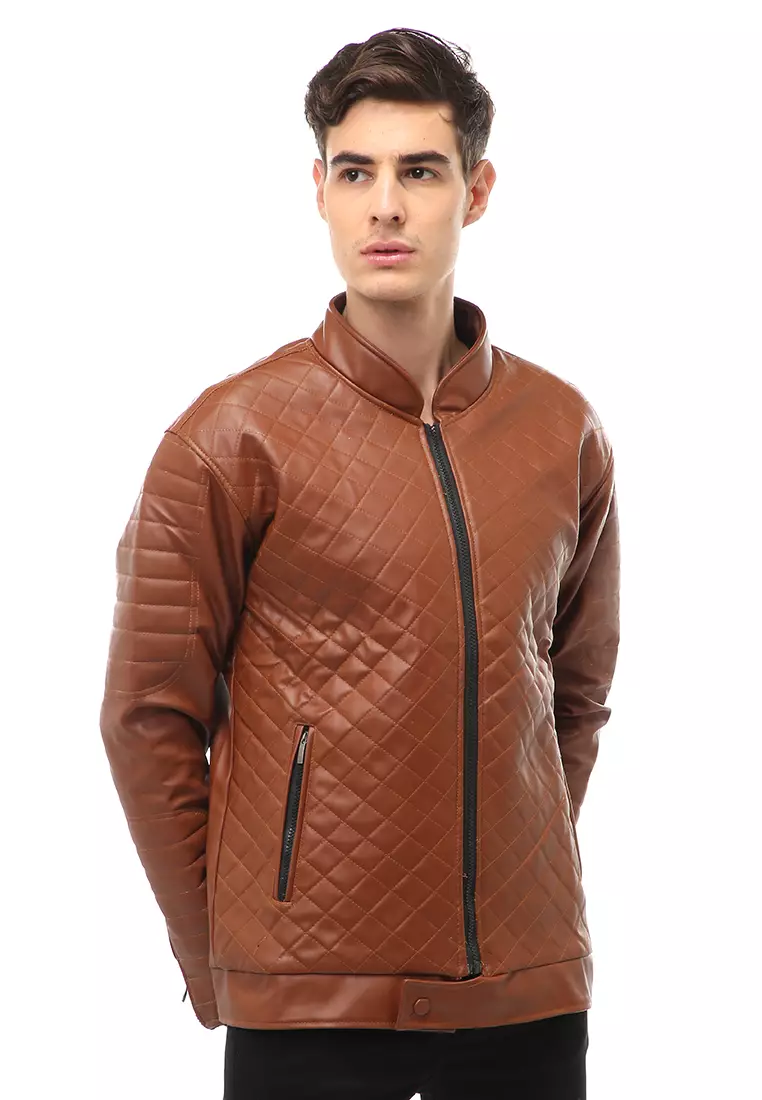 Halbert Outerwear Jaket Kulit Pria Waterproof & Windproof Material Leather ORIGINAL - Brown