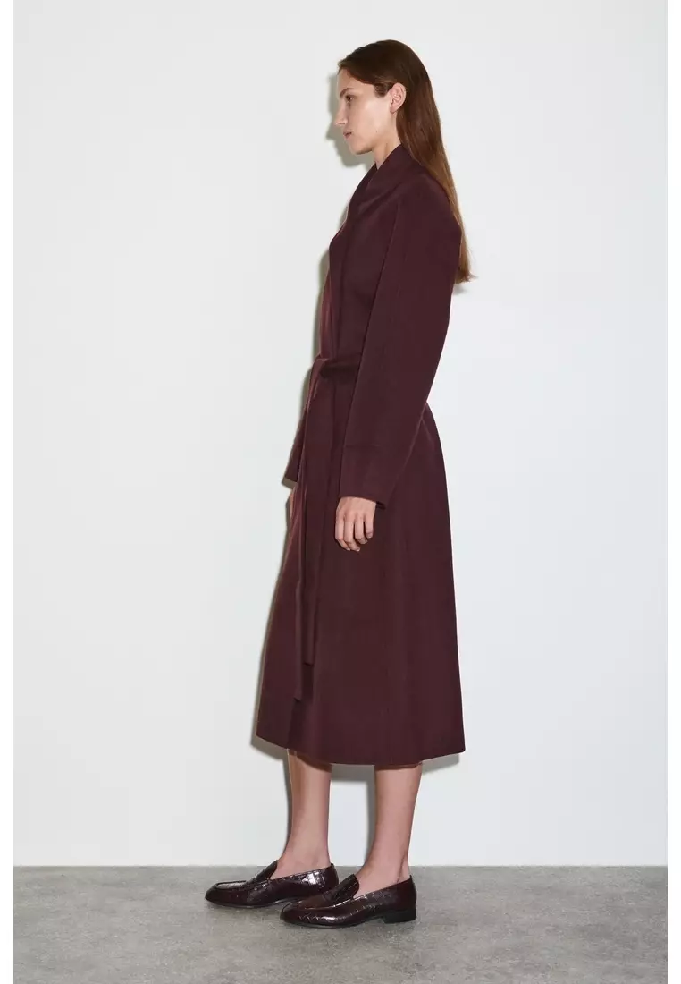 BELTED DOUBLE-FACED WOOL COAT