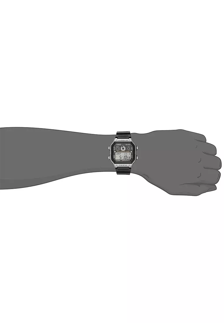 Casio - Jam Tangan Pria - Black Grey - Resin Strap - AE-1300WH-8AV