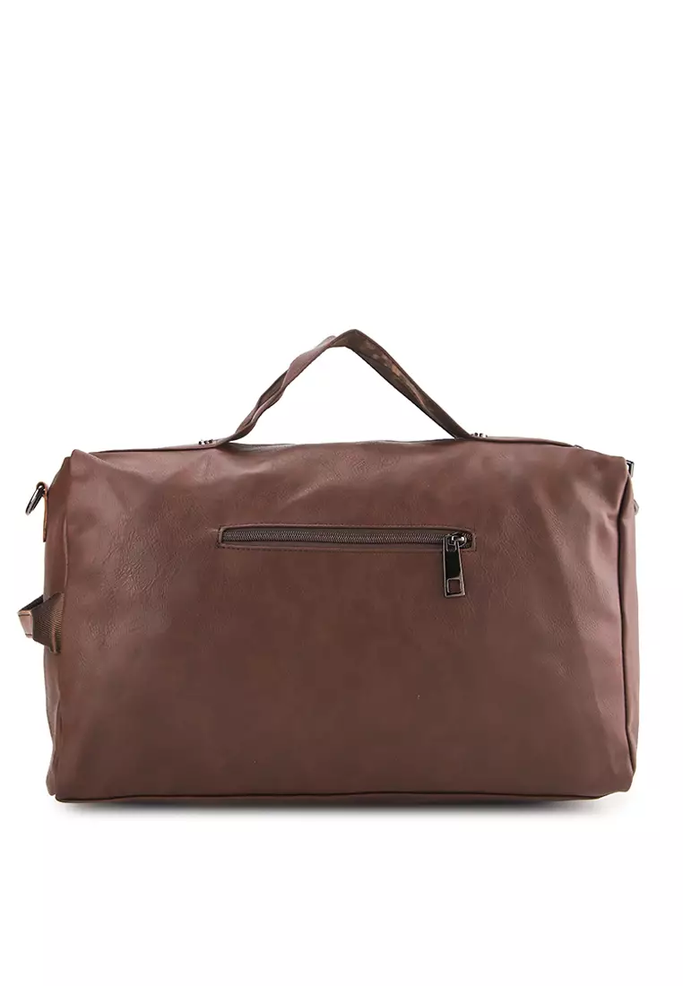 Distressed Leather Carry Duffel Bag