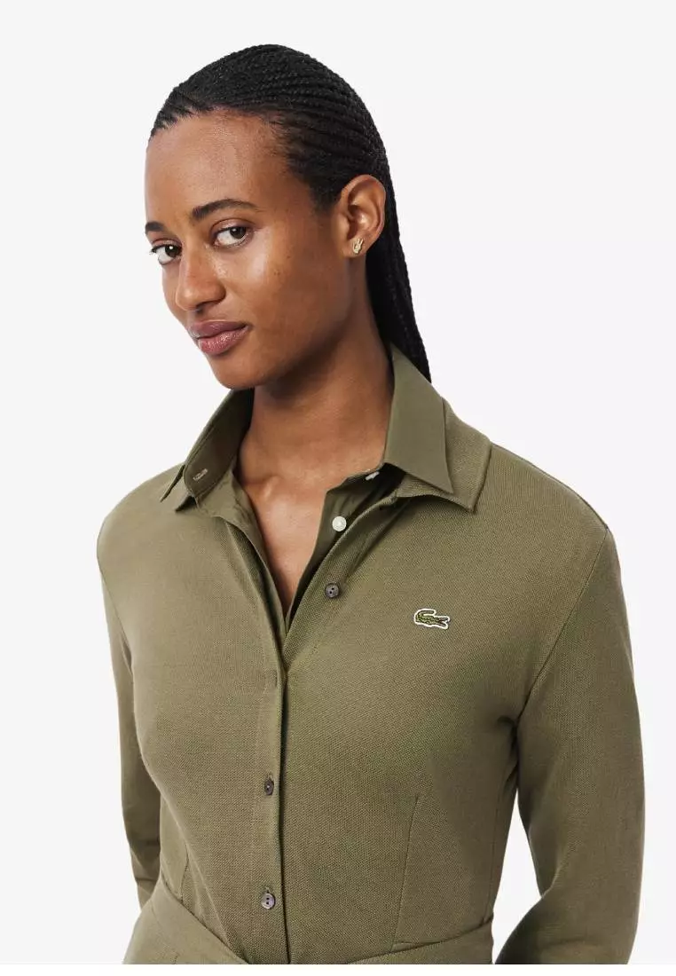 Polo Collar Belted Petit Piqué Dress