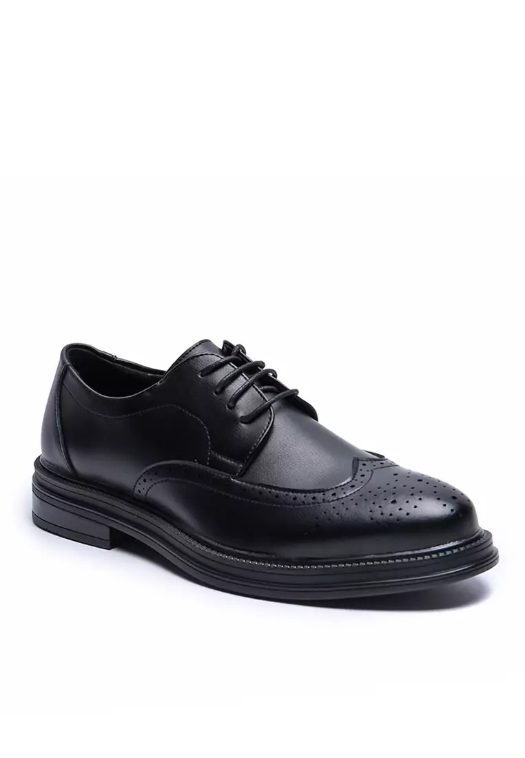 Mens black leather 2025 brogue shoes