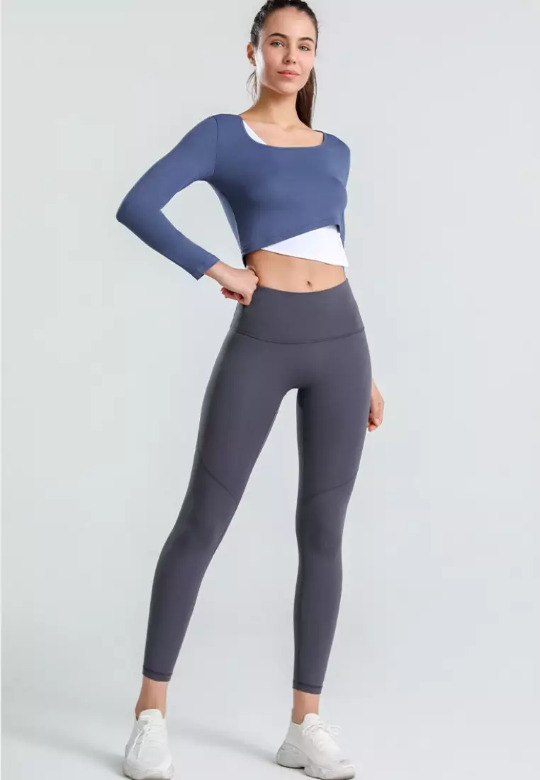Flow Top – Women's 2-Tone Long Sleeve Crop Top for Gym & Activewear