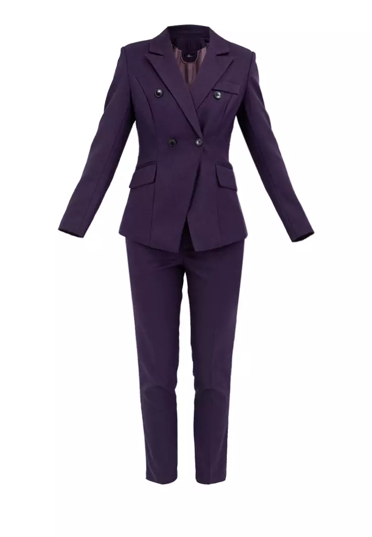 Textured  Suit Blazer with Pants