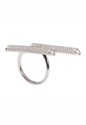 SHANTAL JEWELRY grey and white and silver Cubic Zirconia Silver Double Bar Ring SH814AC63LSESG_1