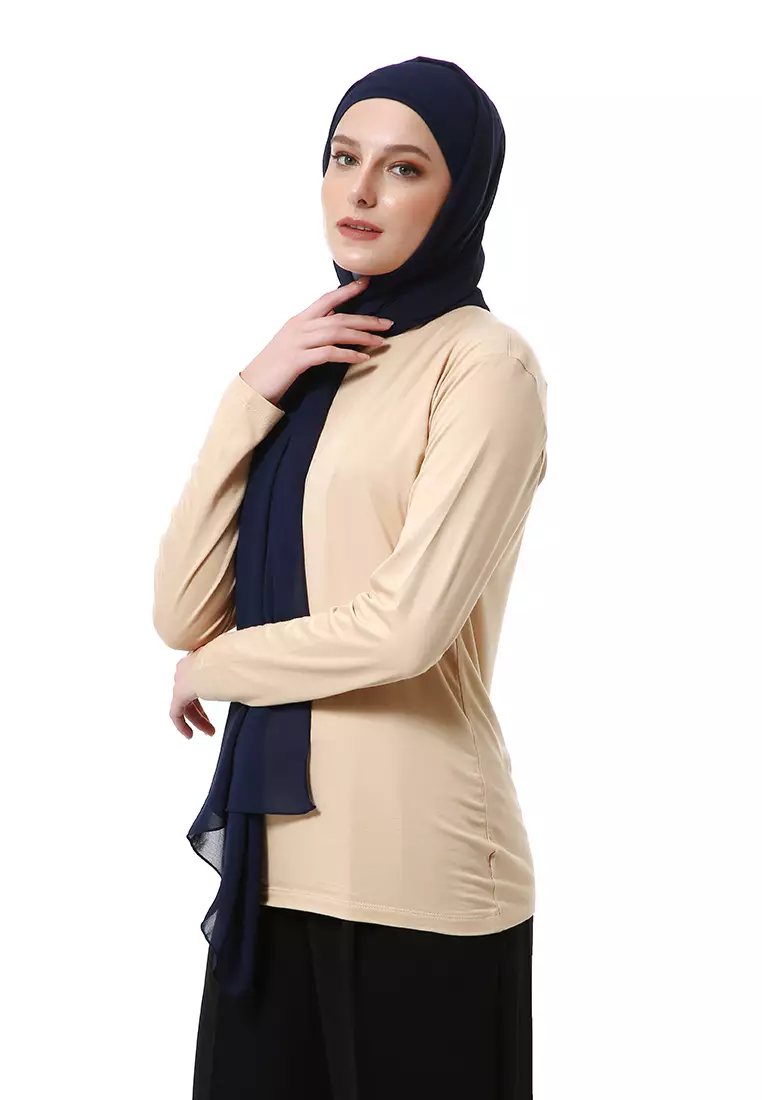 Zhalika Phasmina Motif Polos High Premium Quality - Navy