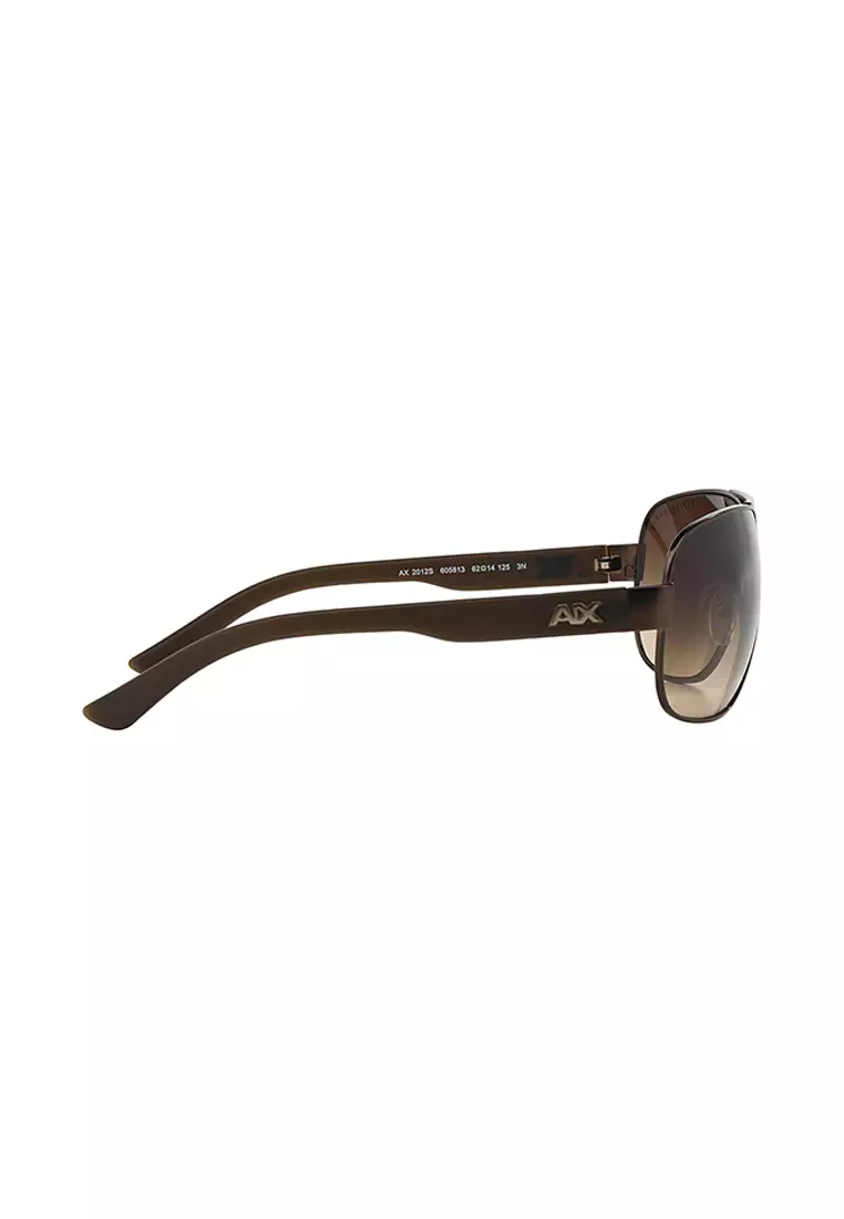Men's Pilot Frame Brown Metal Sunglasses - AX2012S
