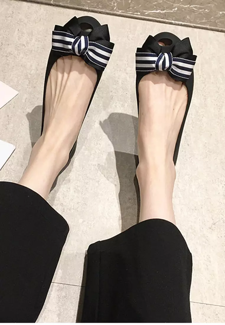Bow Waterproof Jelly Flats Shoes