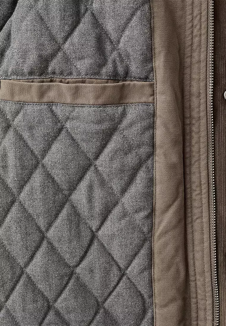 Quilted Jacket with Corduroy Collar