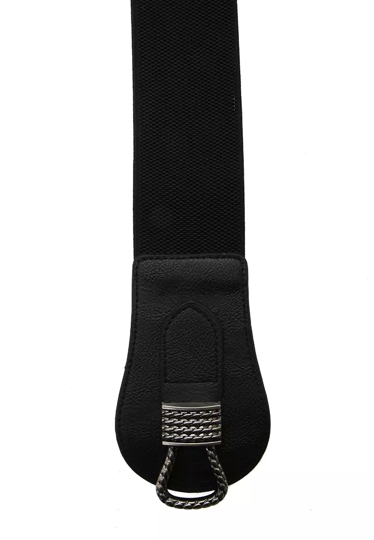 Imani Ikat Pinggang Fashion Wanita Wide Waist Belt Material Leather ORIGINAL - Silver