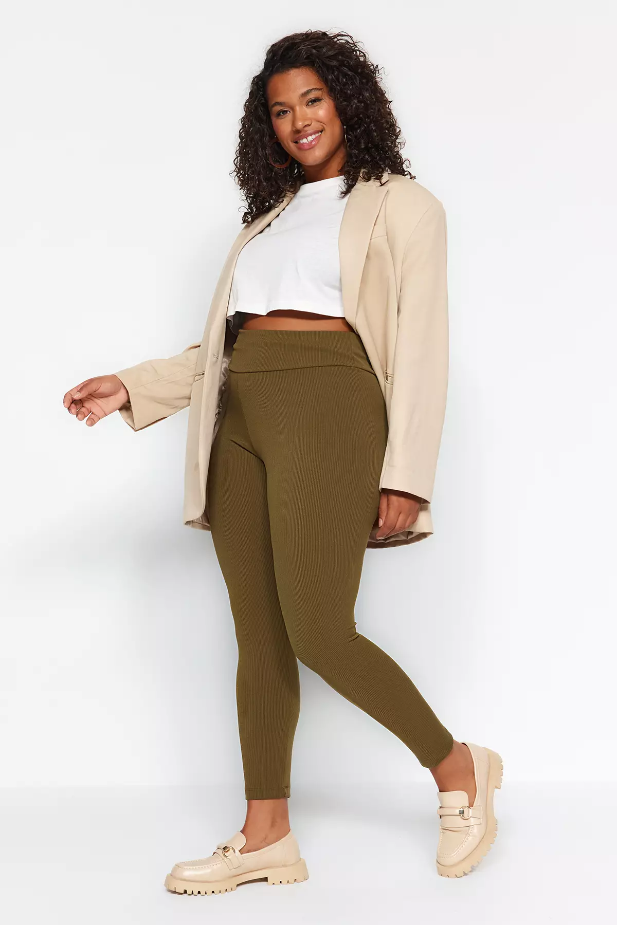 Plus size khaki leggings sale