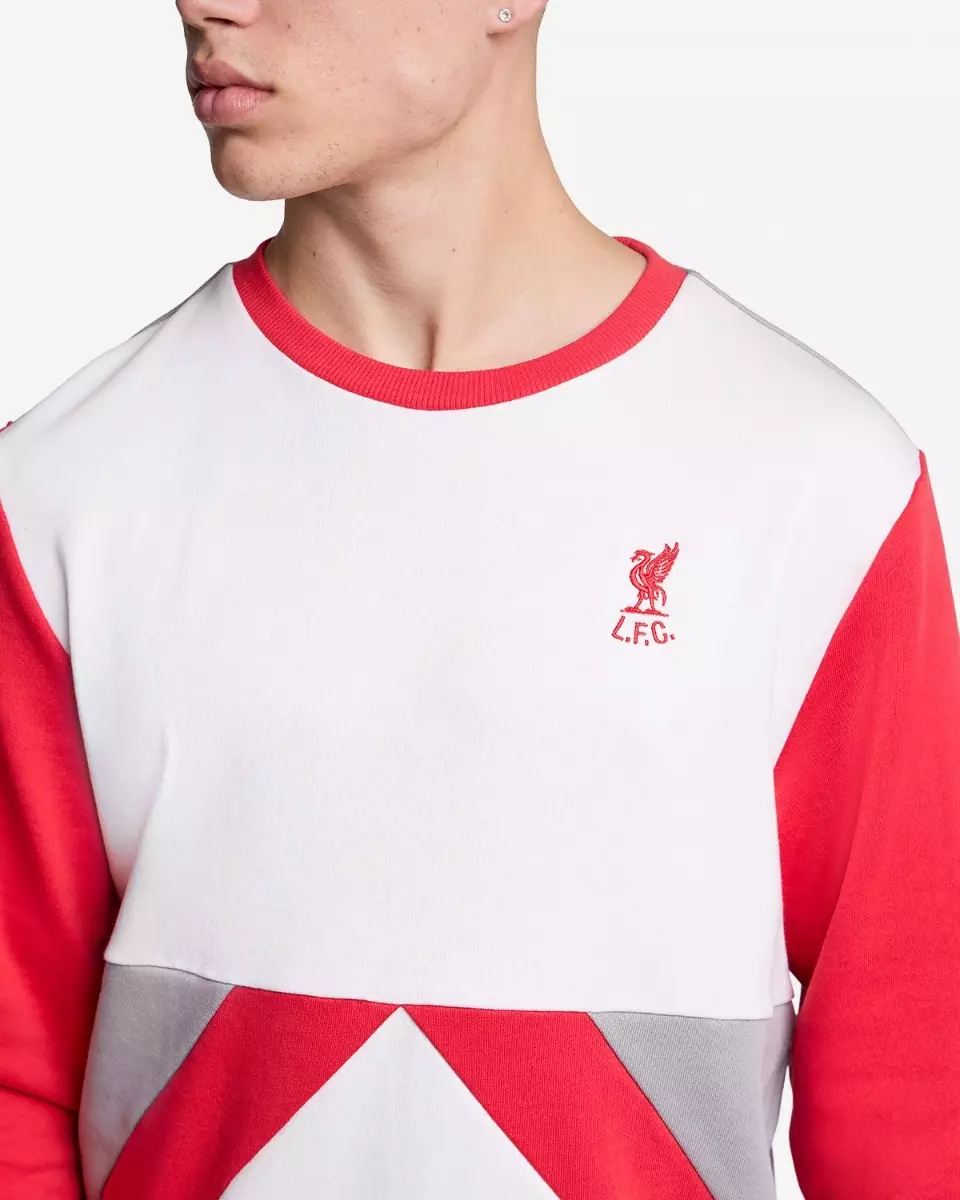 Liverpool FC Mens 86 Panel Crewneck Sweatshirt White - Official LFC Sweatshirt Original Pria